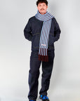 Striped Scarf / Chocolate & Sky Blue